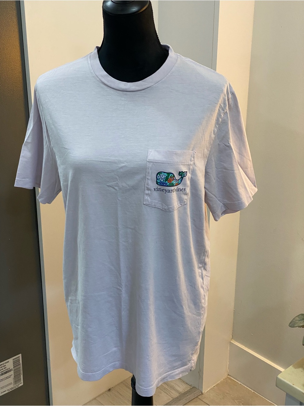 Vineyard Vines Light Lavender Pocket Tee with Whale Patch